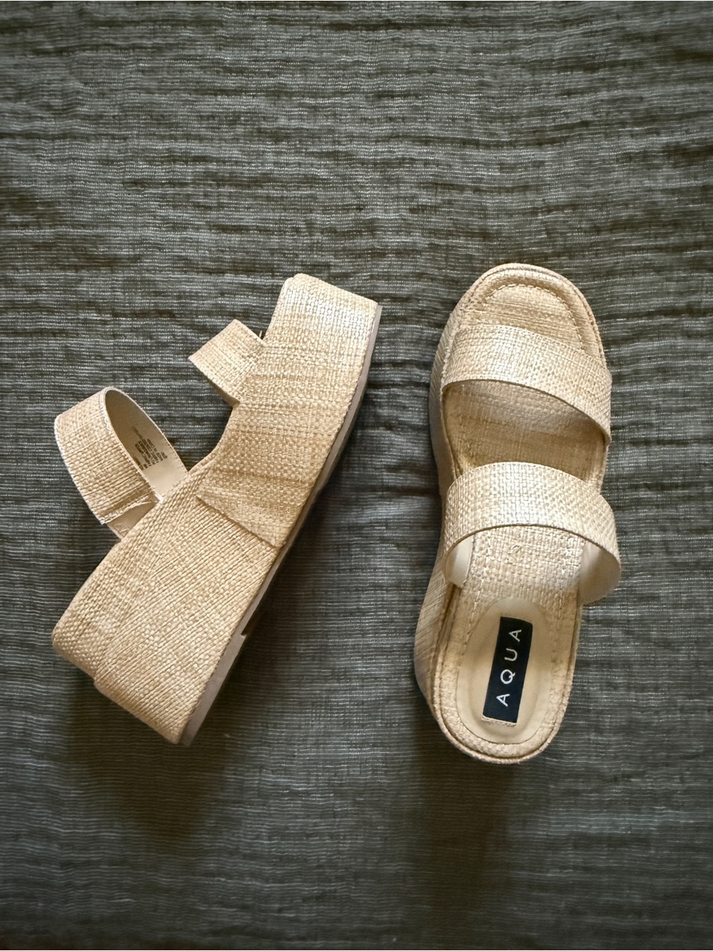 AQUA Raffia Platform Sandal 8